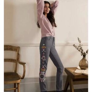 Boden embroidered Gray Jeans